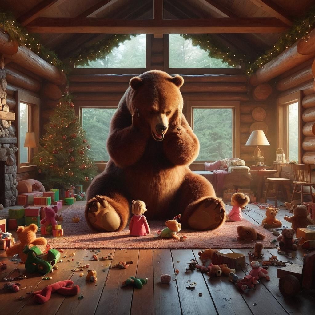 Papa Bear and Goldilocks Playtime Scene