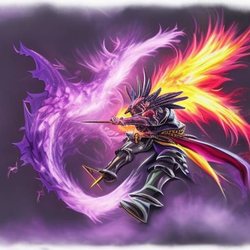 Dragon Slayer Fighting Army in Graffiti Art