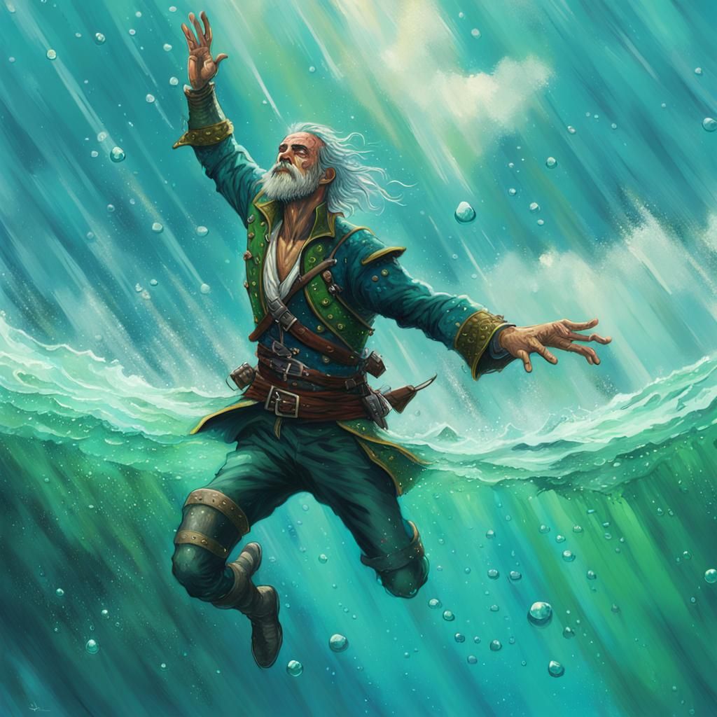 Floating Pirate Embraces Freedom in Cloudy Sky