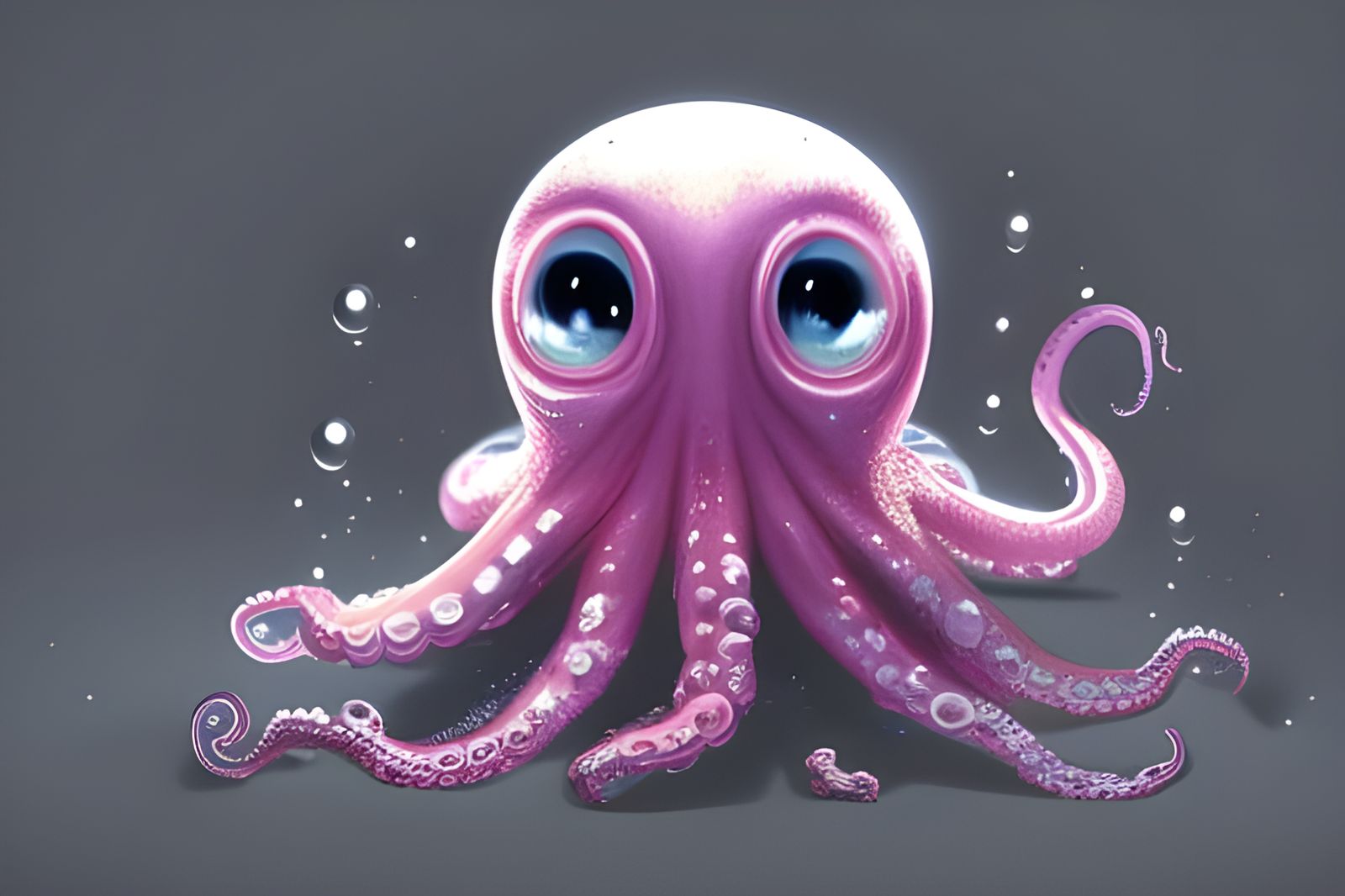 Adorable Pink Chibi Octopus with Sparkly Eyes