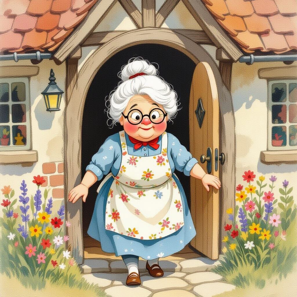 Charming Storybook Woman Steps From Cottage