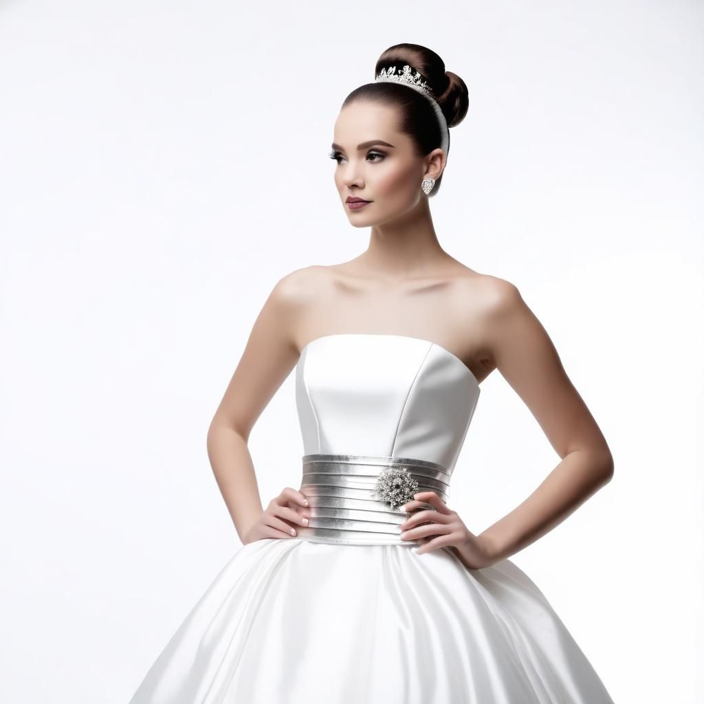 Woman in White Gown on White Background