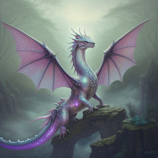 Whimsical Dragon in Golden Mist