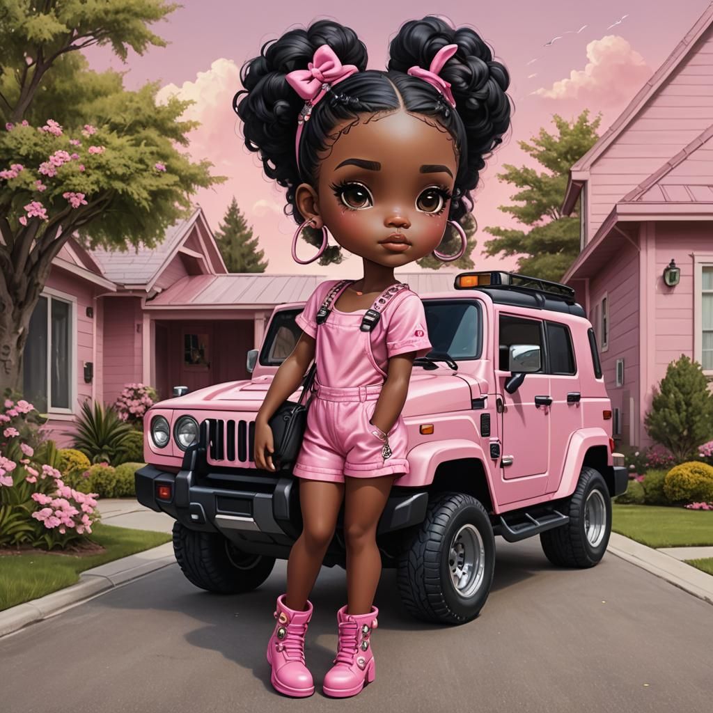 Gorgeous Curvy Chibi Woman in Pink, 3D Anime Art