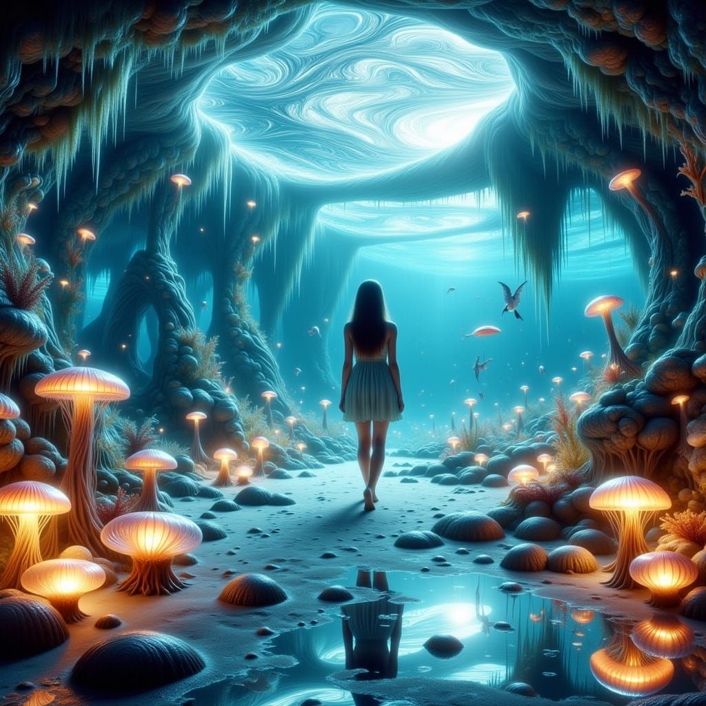 Surreal Underwater Metropolis in Vibrant Hyperrealism