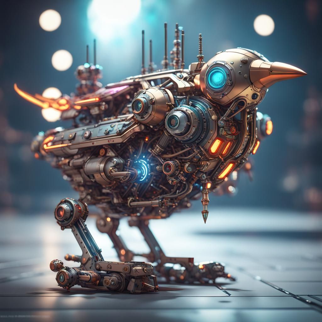 Steampunk Bird with Intricate Mechanical Details