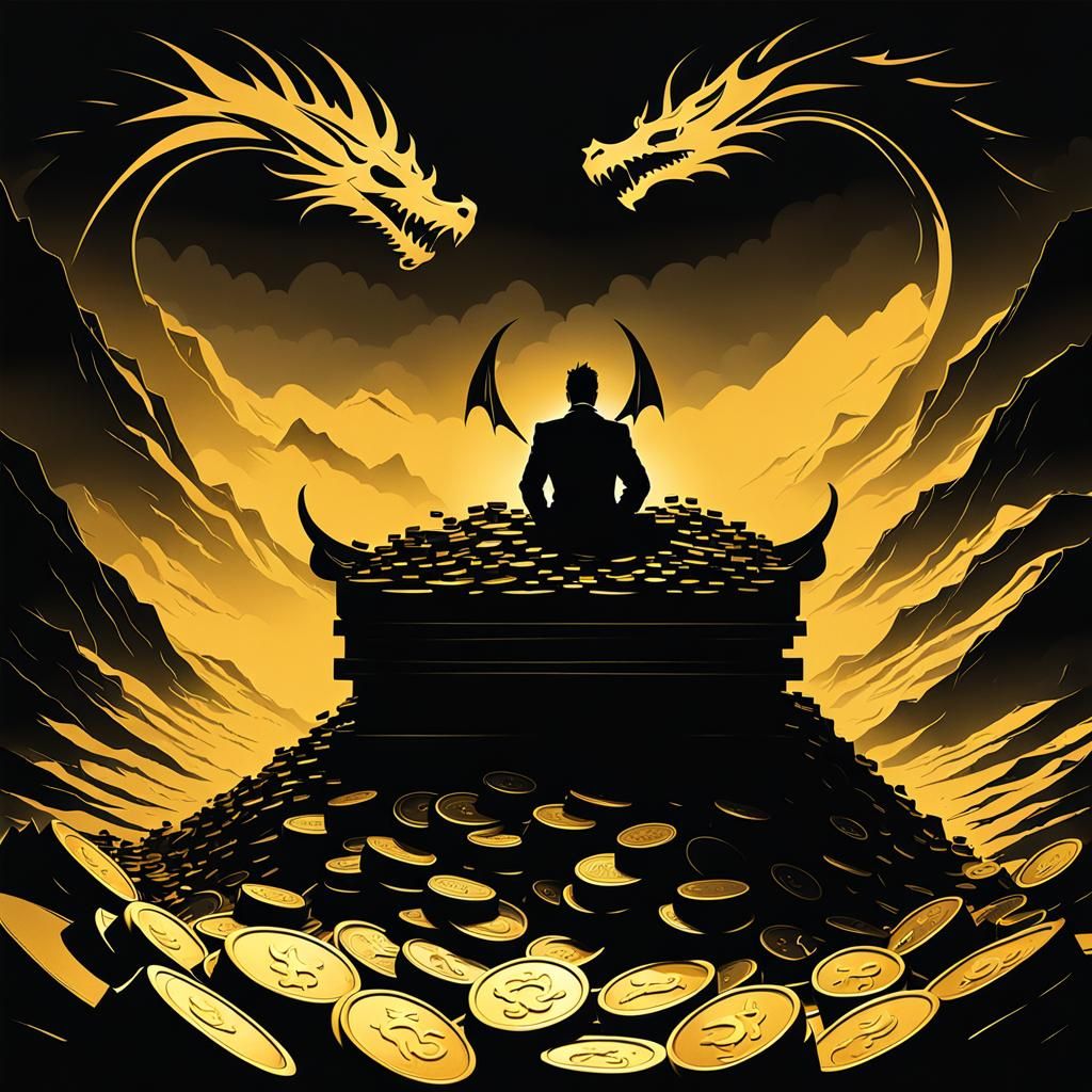 Dragon-tailed Figure on Mountain of Gold