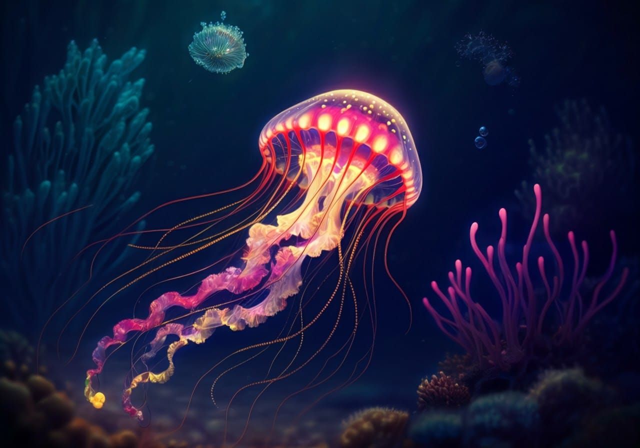 Colorful Silicon-Based Jellyfish-Centipede Hybrid