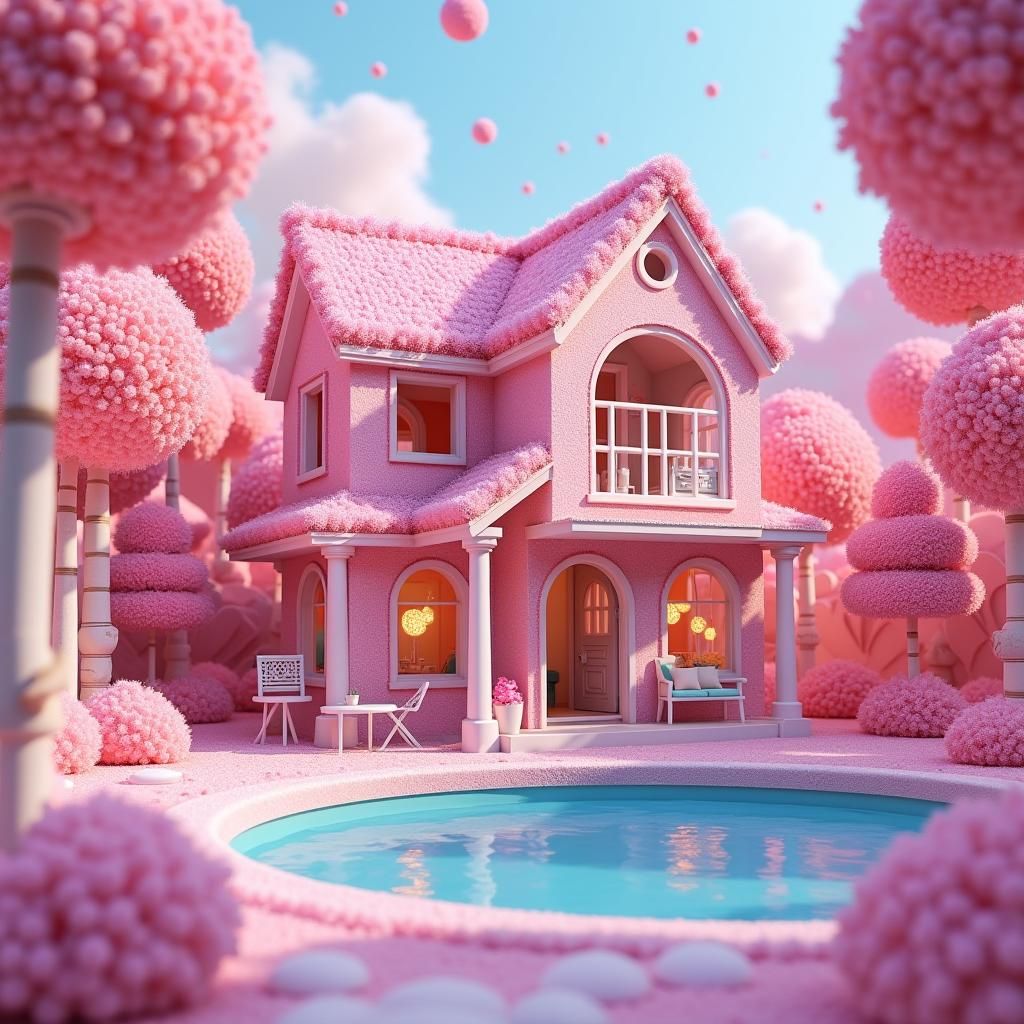 Glittering Barbie Dollhouse in Candy Art Style