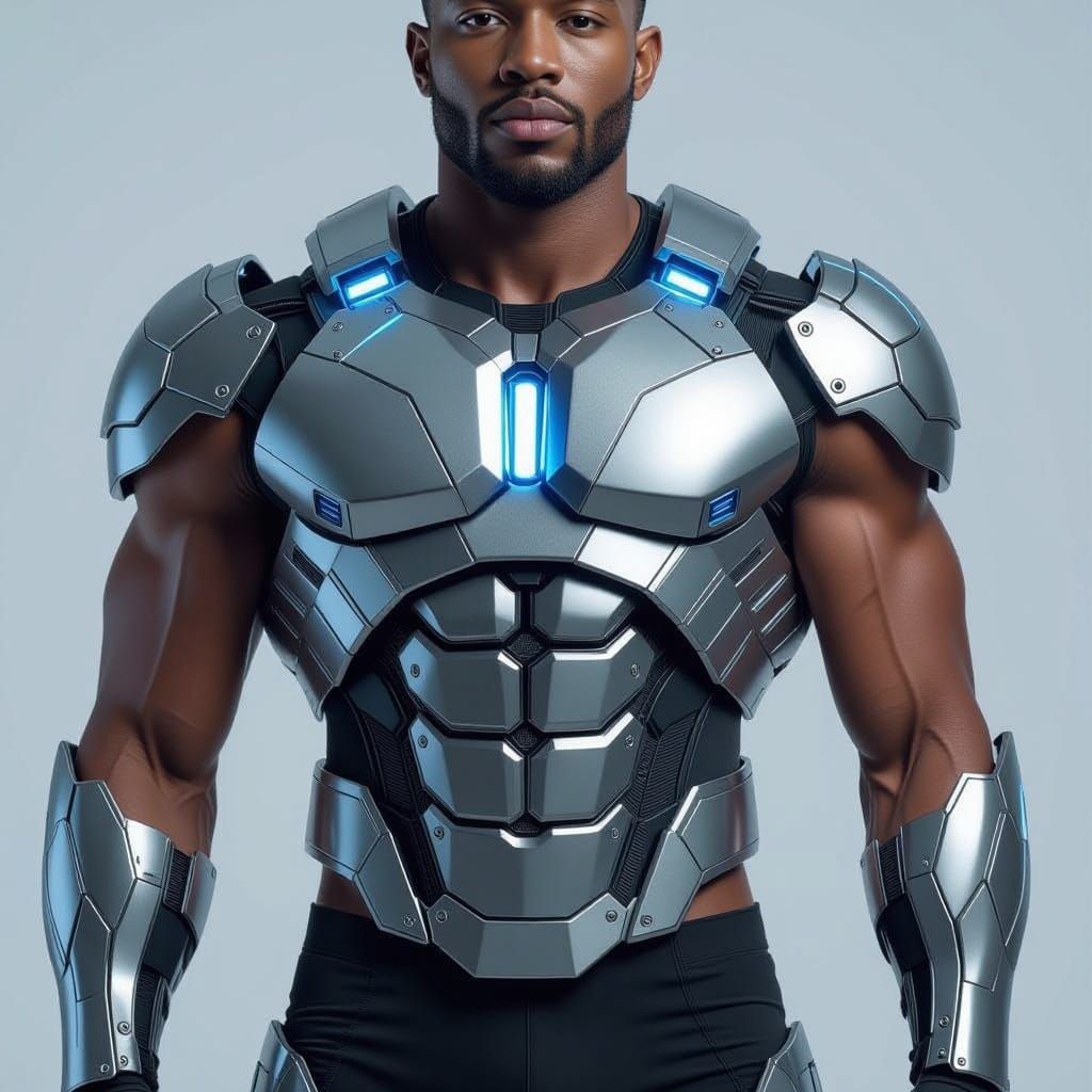 Cyborg Chestplate with Neon Blue Accents