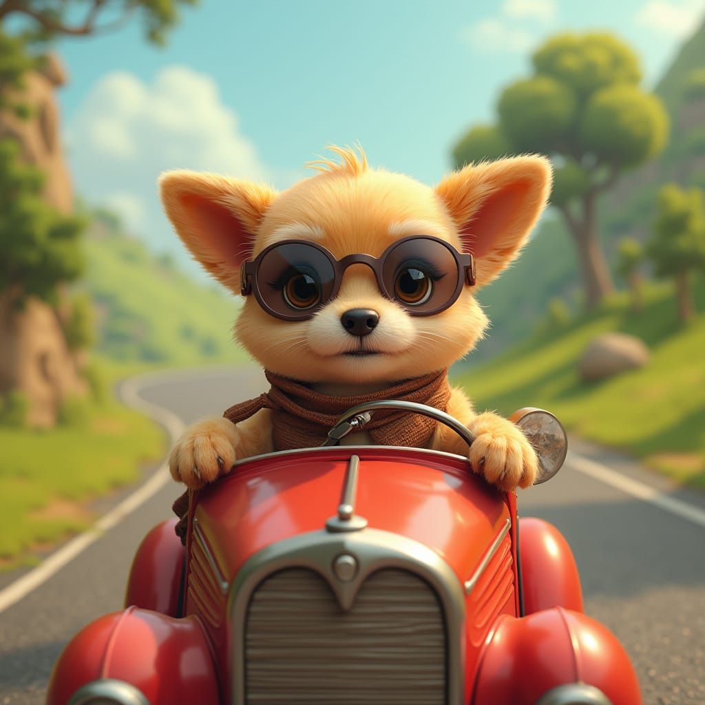 Charming Retro Dog Cruises Vintage Roadster