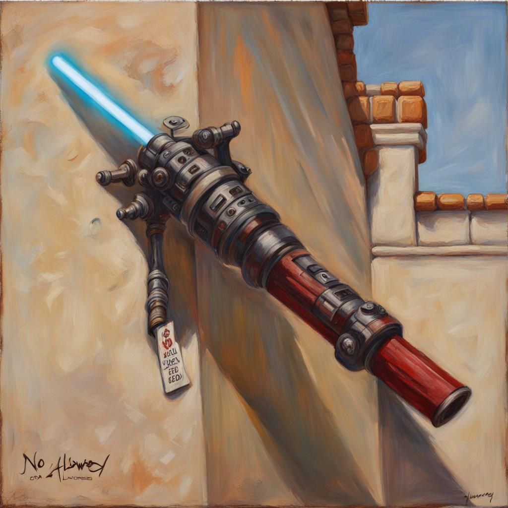 Bloodstained Lightsaber Handle Display, James Gurney Style