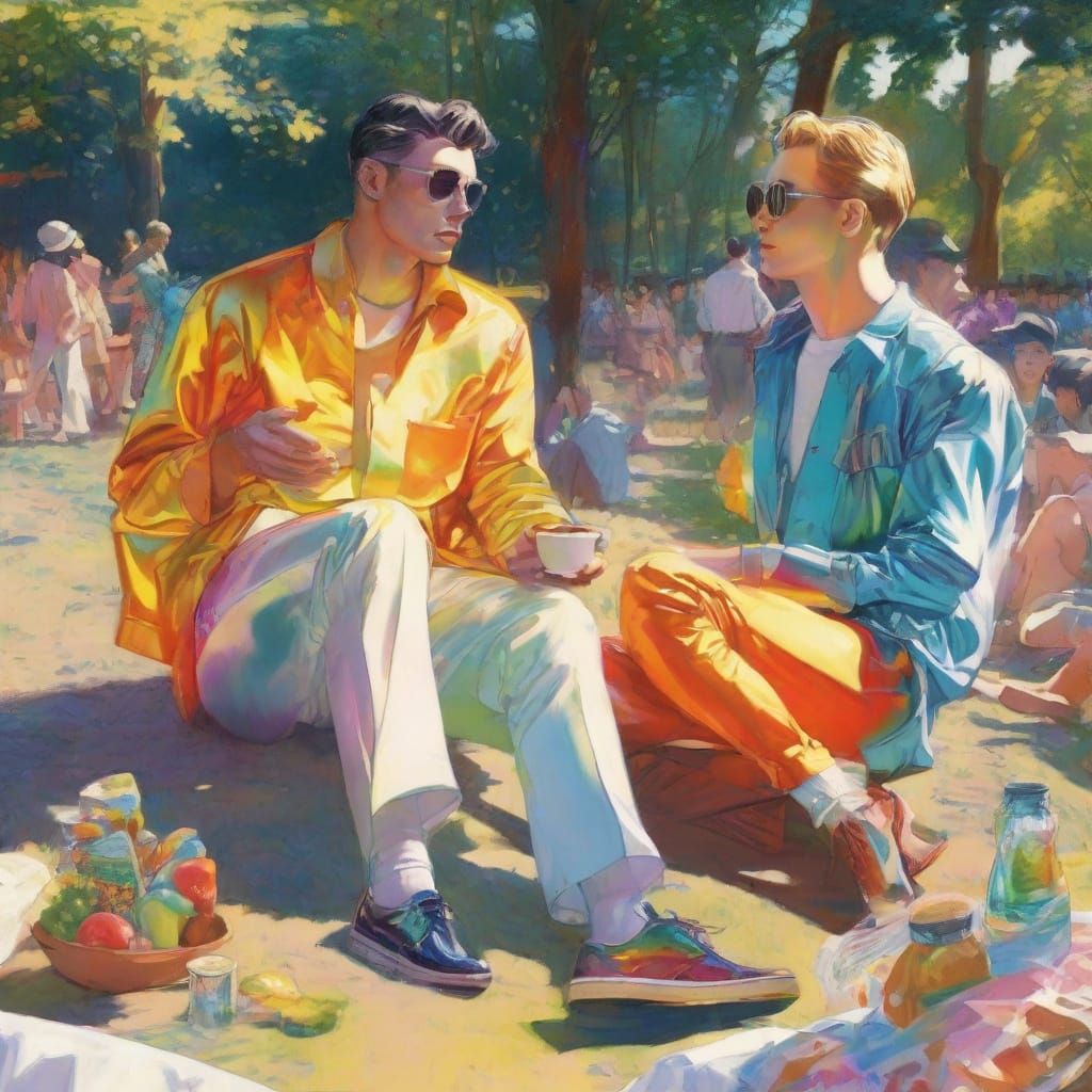 Gay Men's Picnic: A Surreal Fashion Illustration