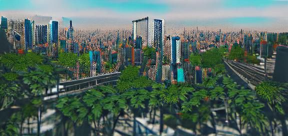 Monochromatic Concrete Jungle: Urban Landscape
