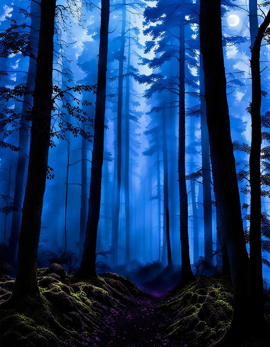 Eerie, Fog-Shrouded Forest with Whispering Shadows