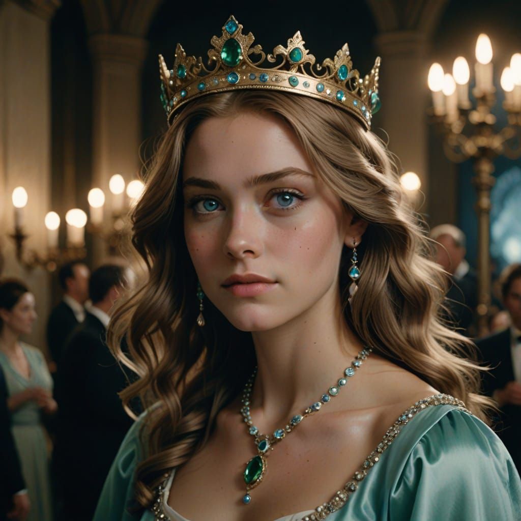 Regal Young Princess in Emerald Crowned Glory