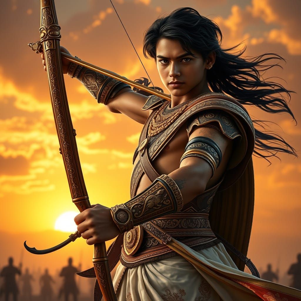 Indian Prince in Heroic Archery Pose