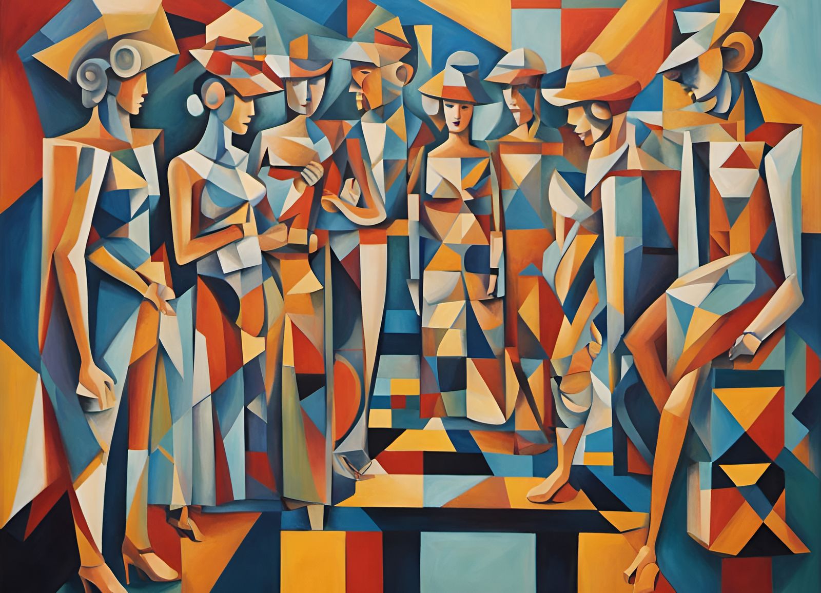 Cubist Cruise Ship Deck in Geometric Fauvism Style