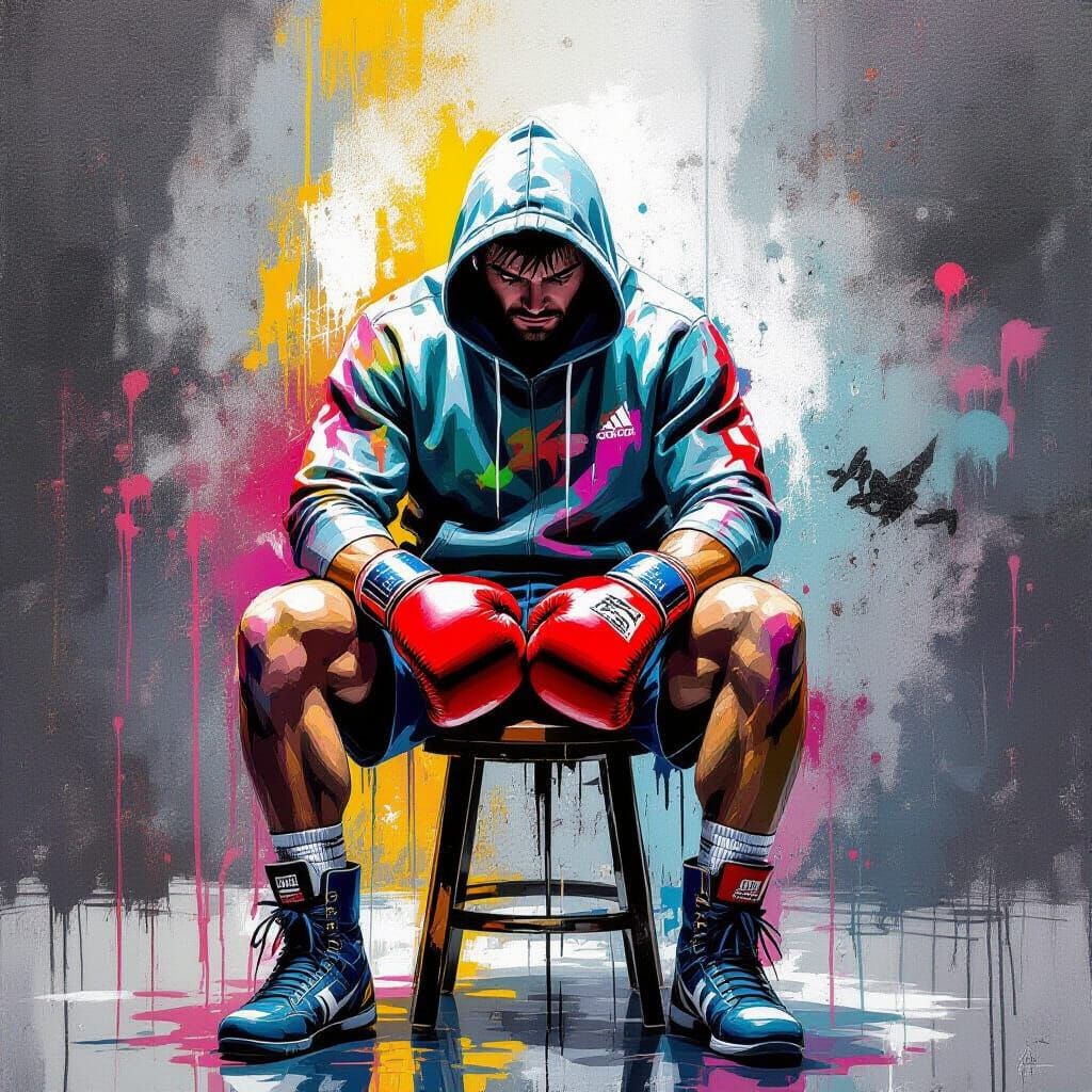 Exhausted Boxer: Graffiti Art in Polychromatic Style