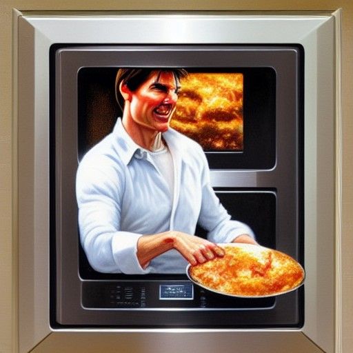 Tom Cruise and a Microwave, Oil Painting