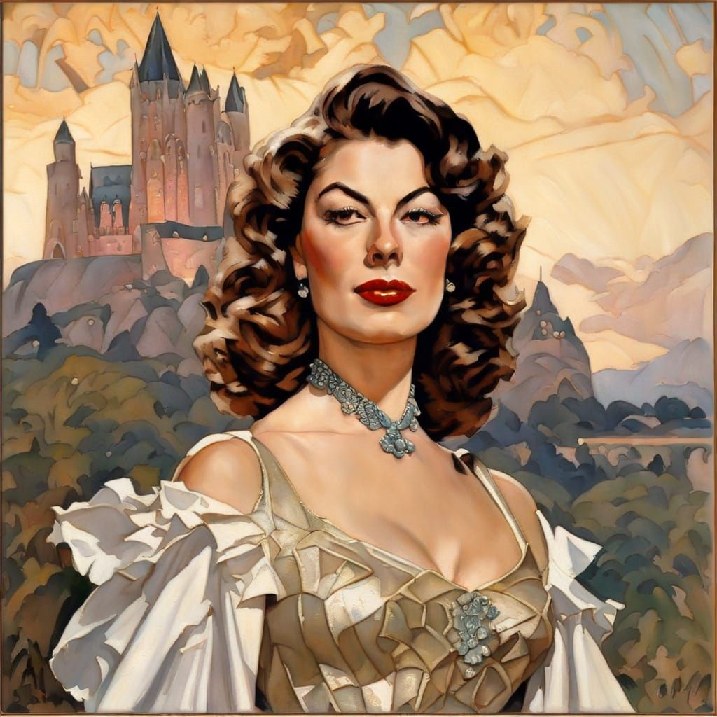 Queen Guinevere Portrait in Leyendecker Style