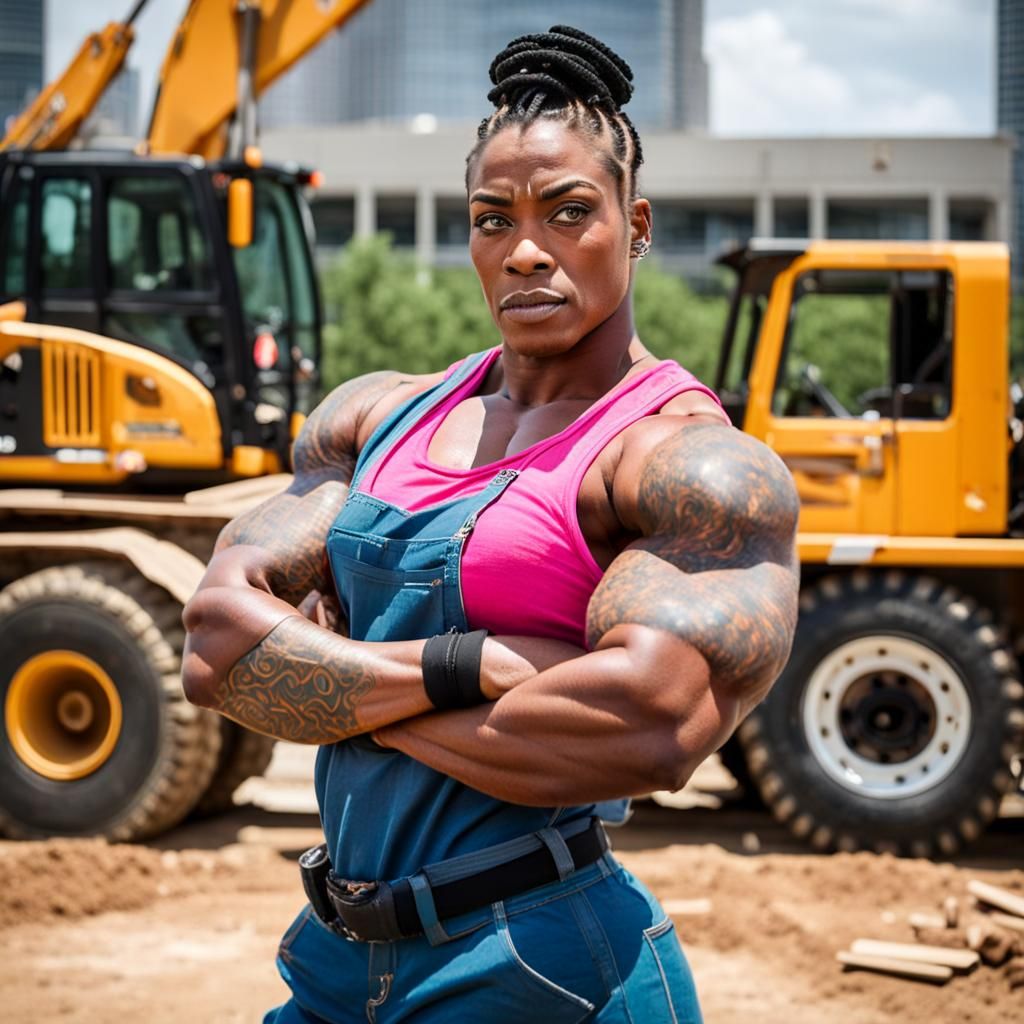 Strong Woman Construction Worker Portrait