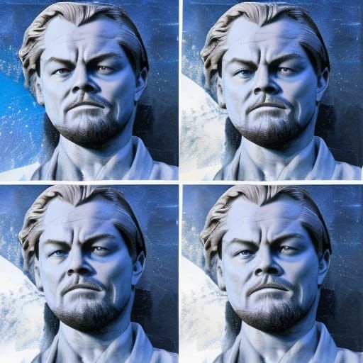 Dramatic Blue Marble Statue of a Person