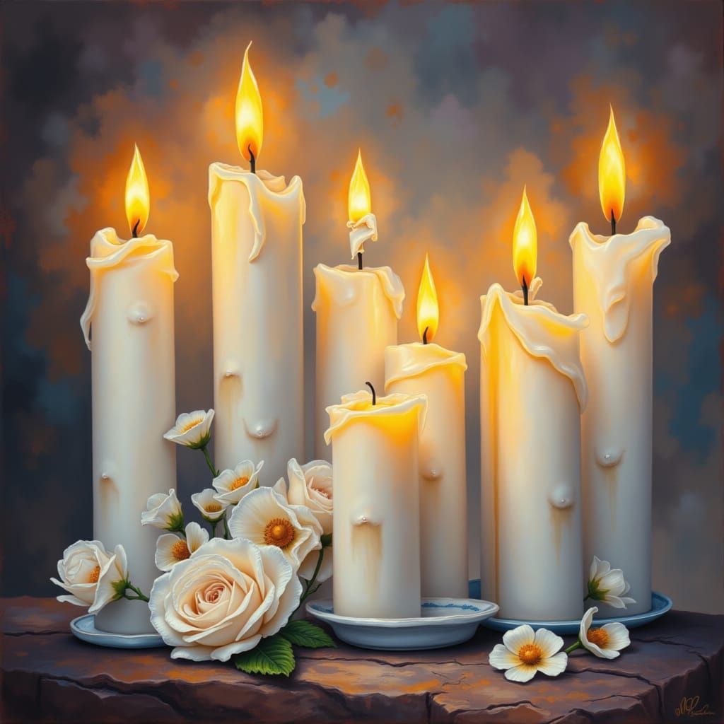 Melting Church Candles in Various Stages