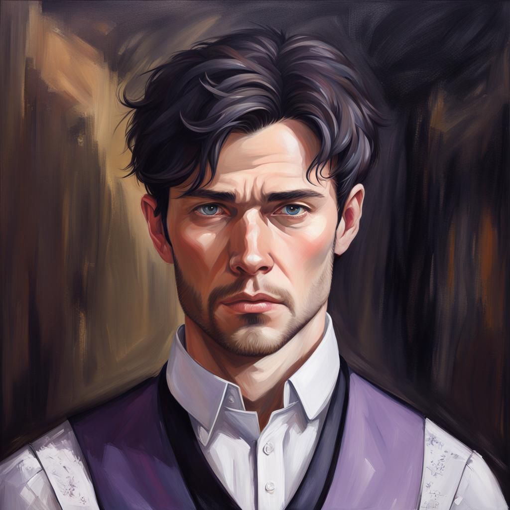 Muscular Man Portrait in Realistic Oil Painting Style