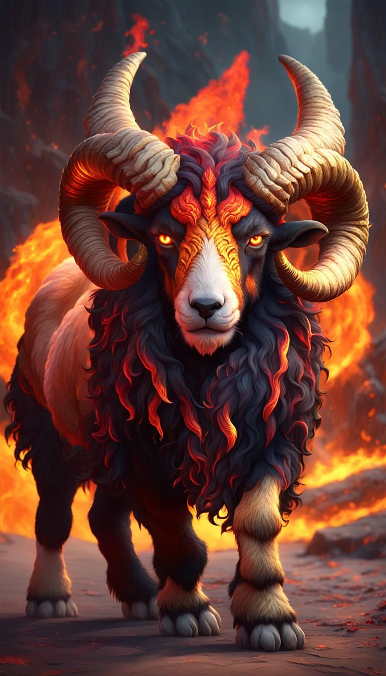 Fiery Ram Pet for Aries in WoW Style