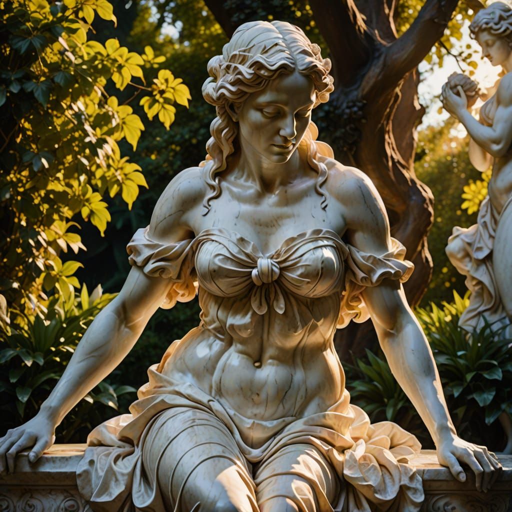 Baroque Marble Sculpture of Lilith Bathing