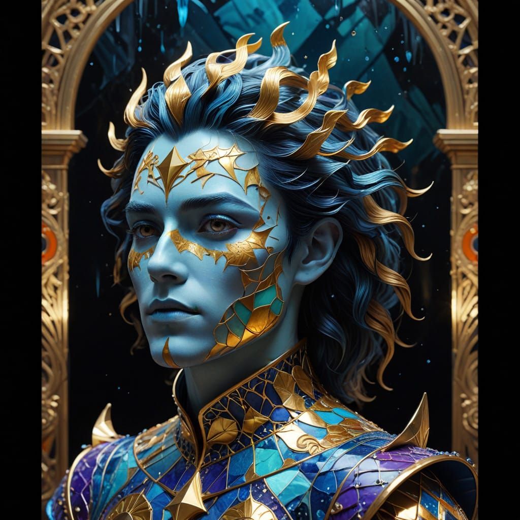 Golden Court Jester in Vibrant Triadic Colors