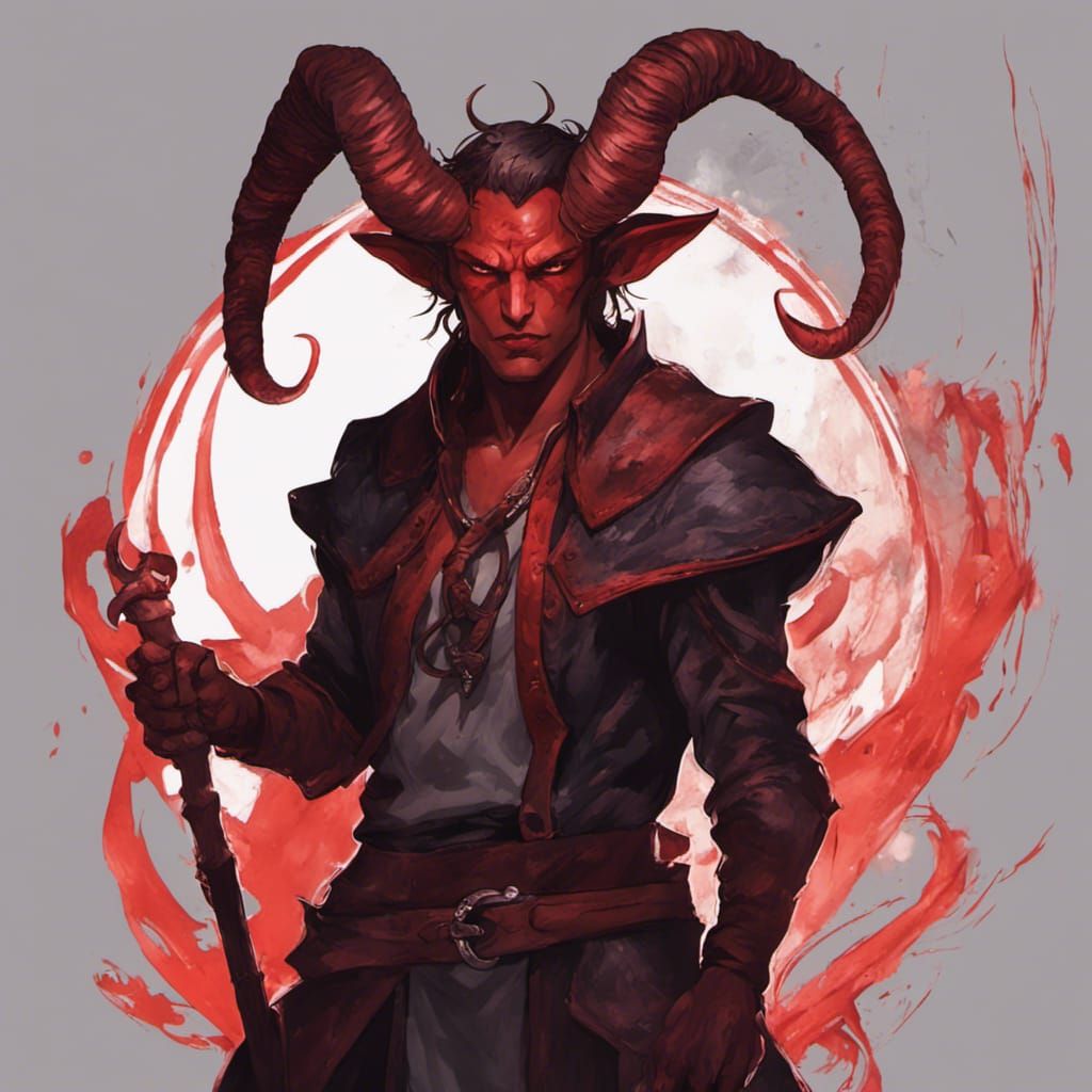 Crimson Tiefling Character: Epic Digital Matte Painting