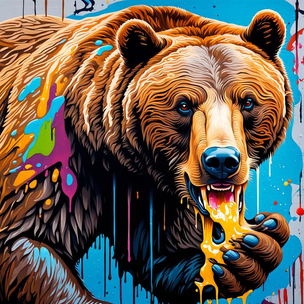 Anaconda squeezing large brown bear