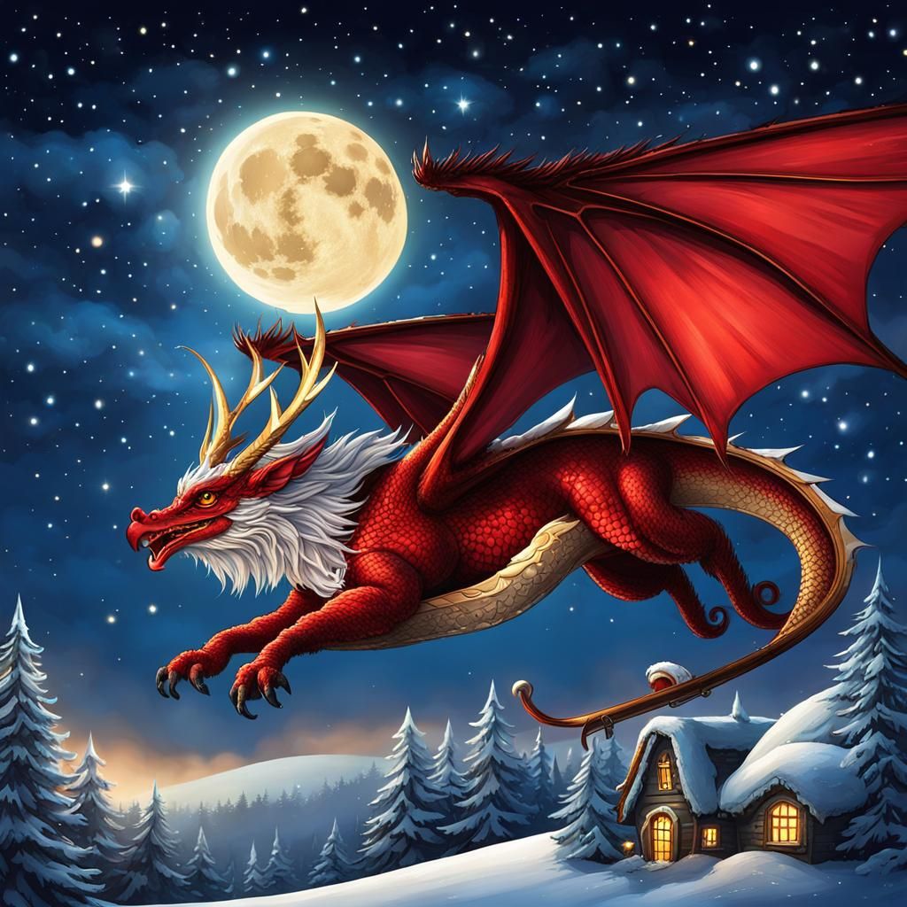 Santa Claus Sleigh Pulled by Dragon