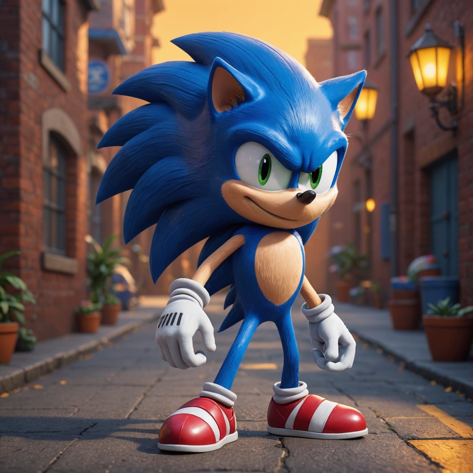 Sonic the Hedgehog: Pixar-Style 3D Digital Art