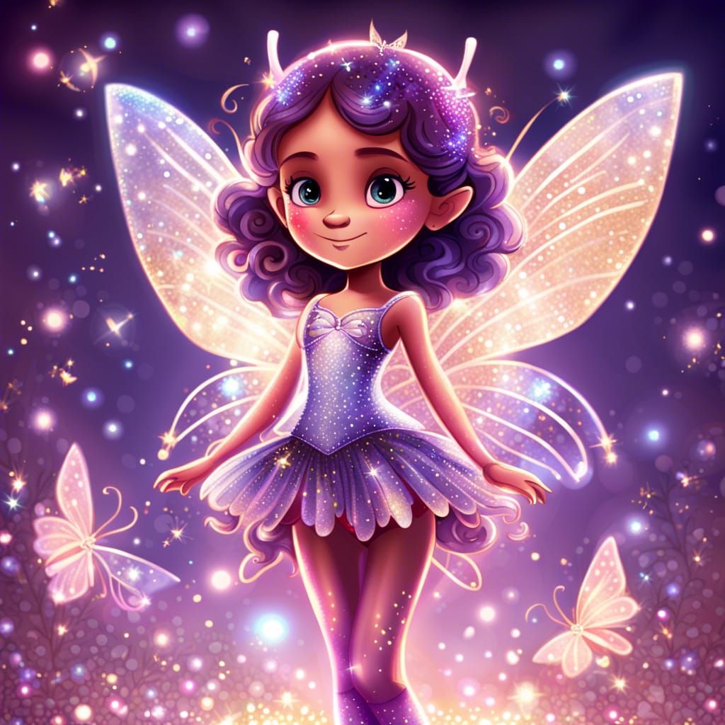 Sparkly Fairy Princess in Pixar Style Illustration