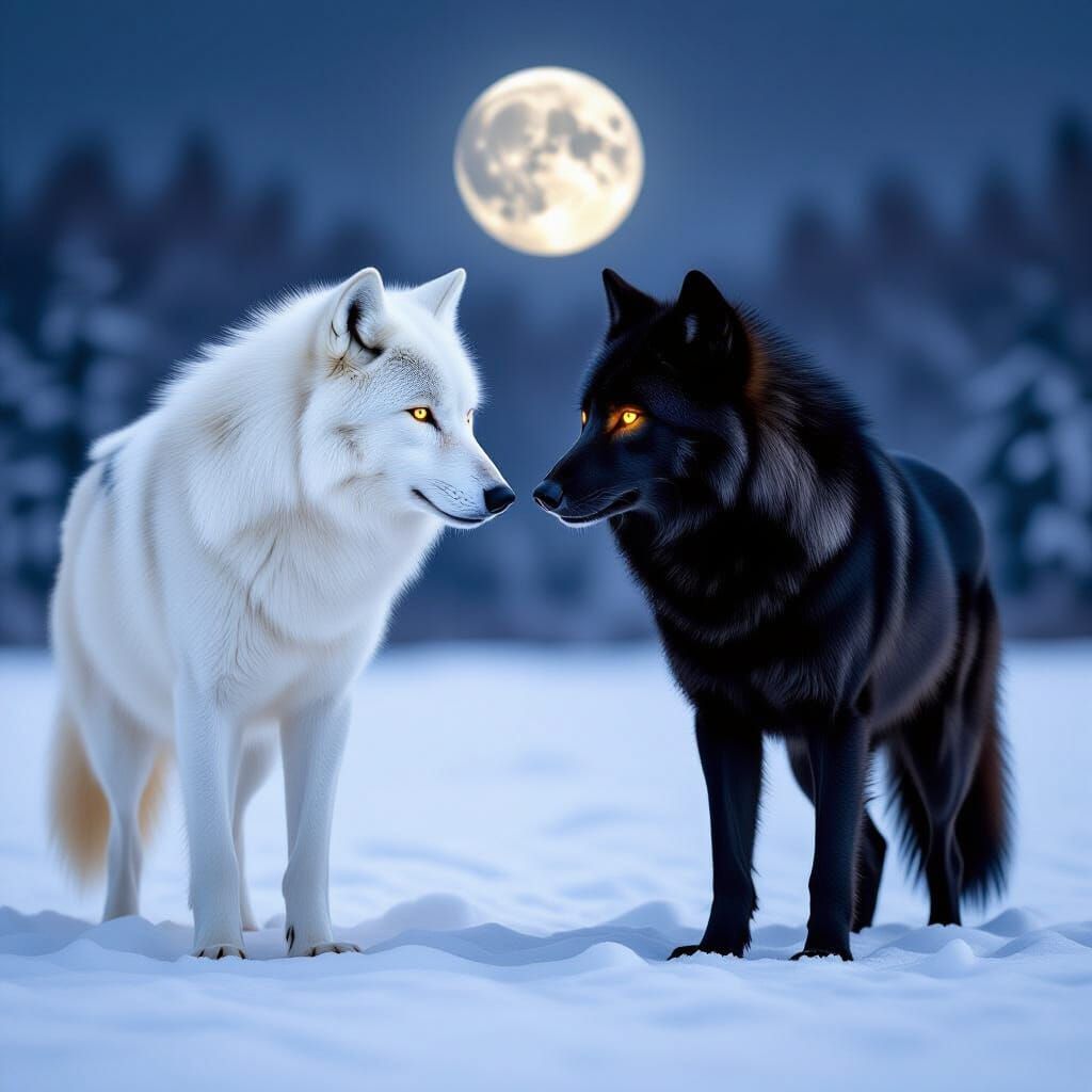 Wolves in Duality: Day and Night in National Geographic Styl...