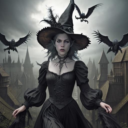 Wicked Witch Sends Flying Monkeys (Gothic Concept Art)