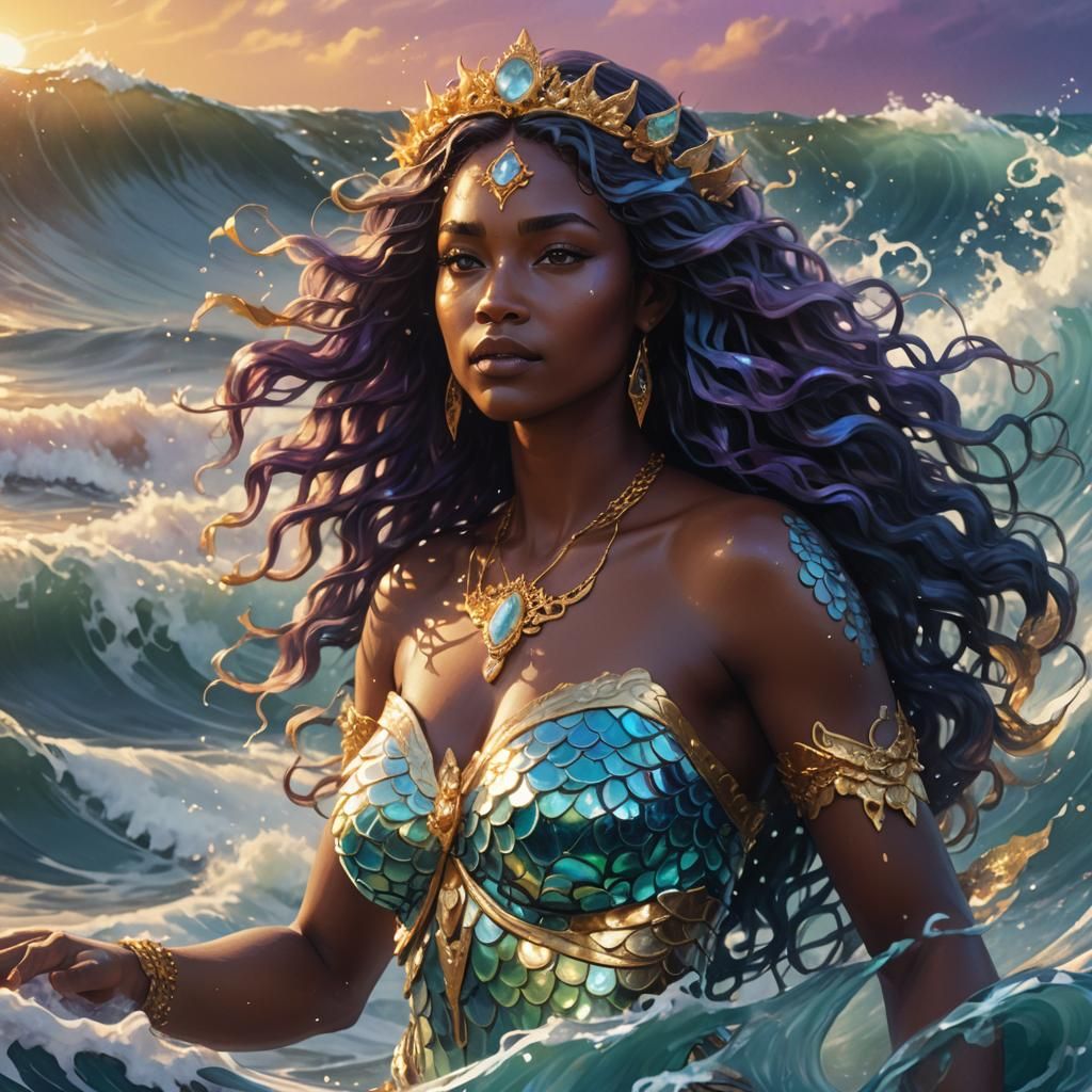 Yemanjá Goddess Illustration in Digital Art Style