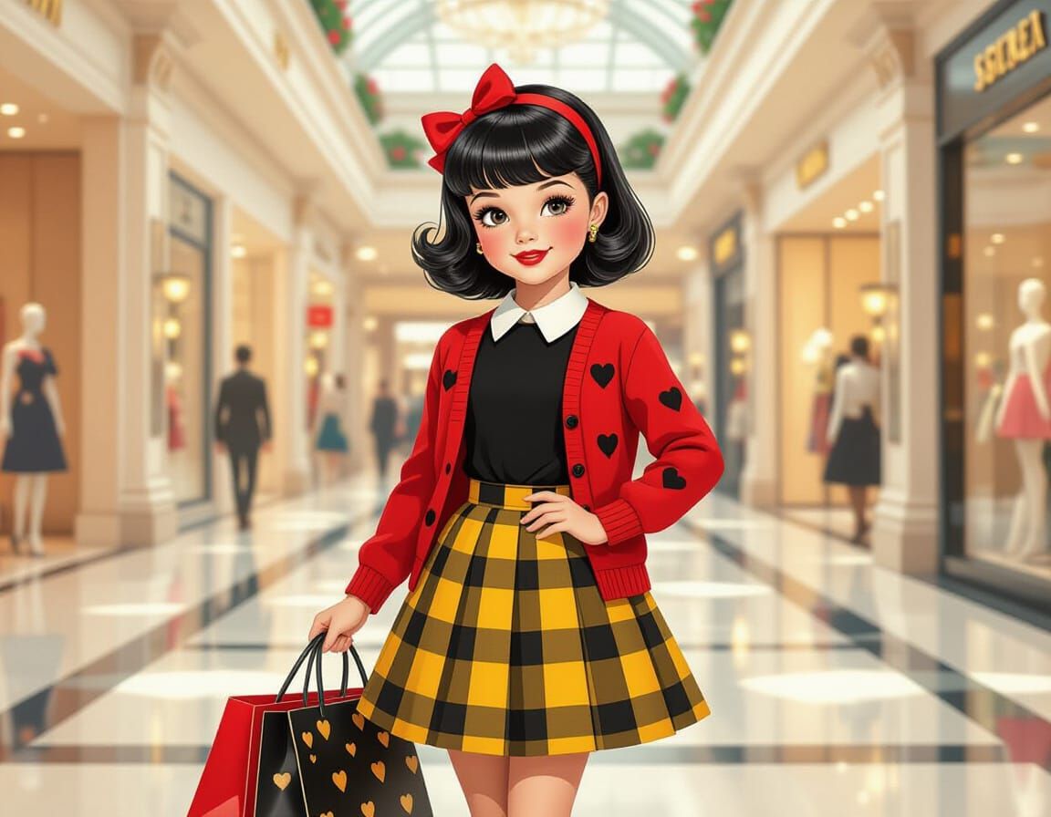 Pin-Up Girl Shopping in Upscale Mall