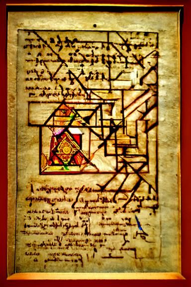 Illuminated Manuscript with Geometric Diagrams in Museum