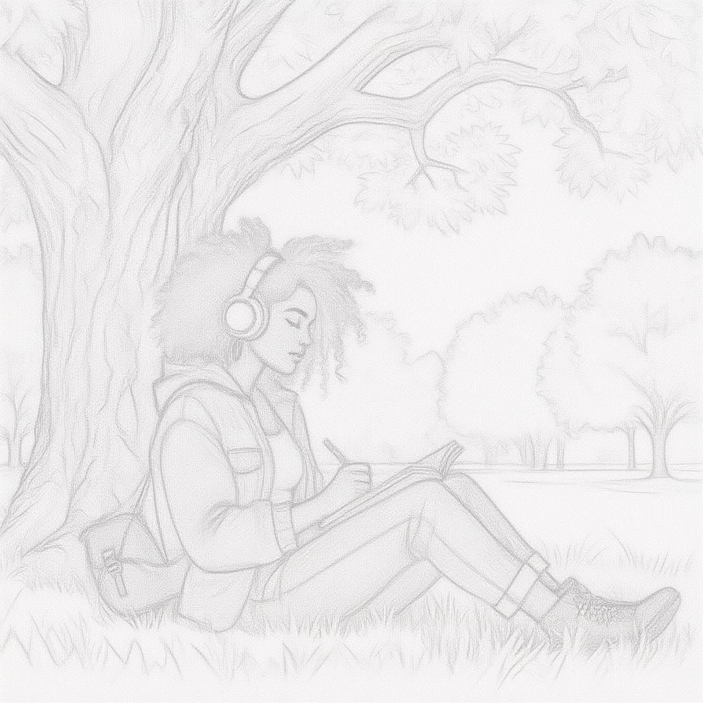 Afropunk Neo Soul Artist Writing in Park