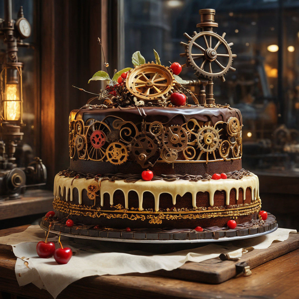 Steampunk Schwarzwälder Kirschtorte in a Victorian Bakery