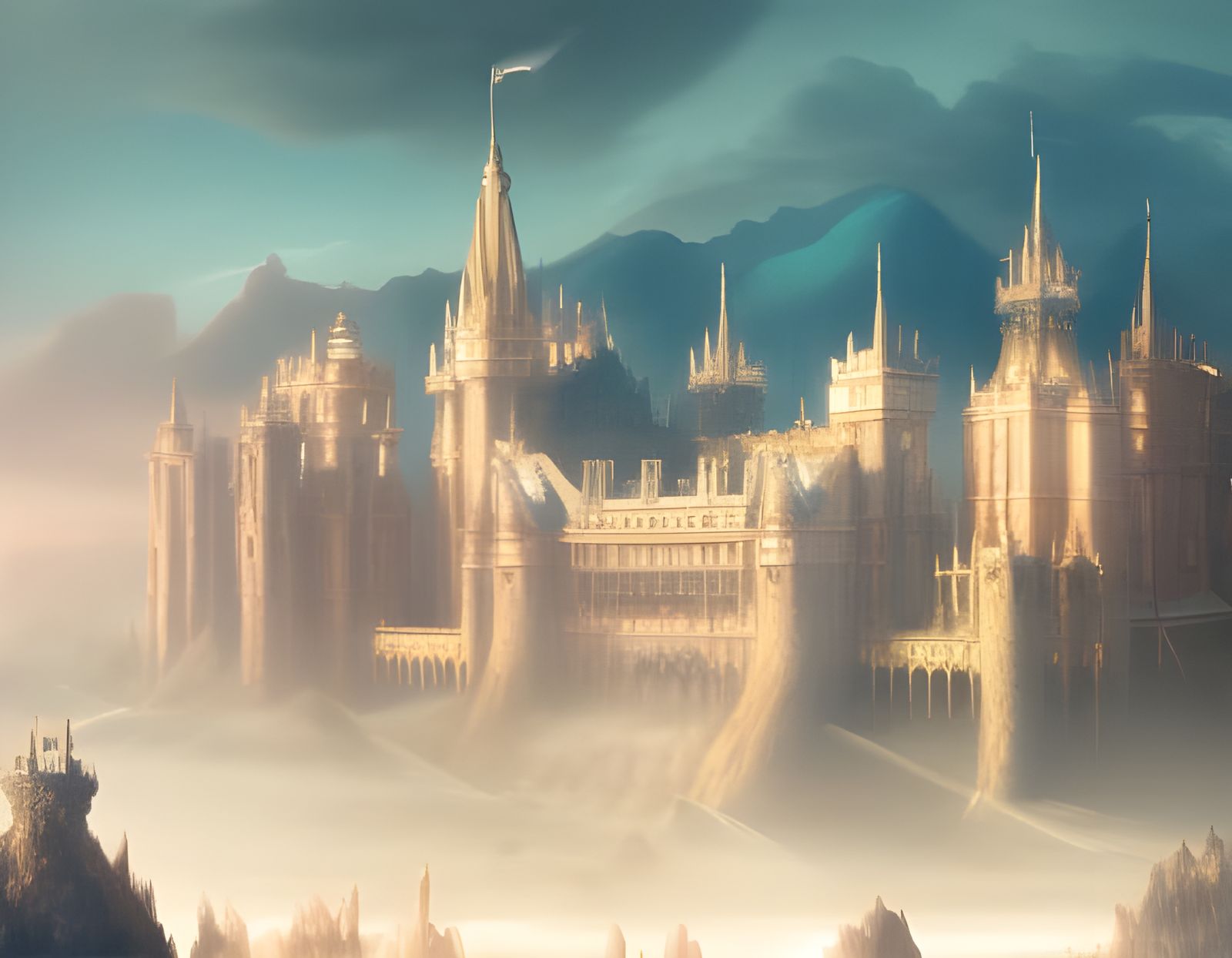 Majestic Magical Palace in Dark Fantasy Style