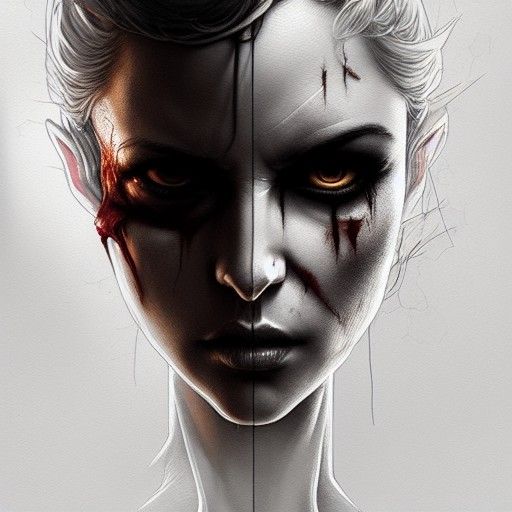 Evil Serial Killer Smirking in the Shadows: Digital Art