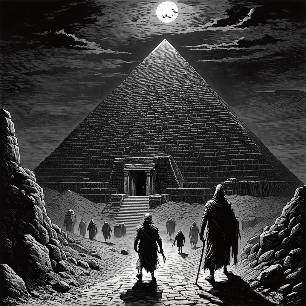 Mummy Stalking Through Dimly Lit Pyramid