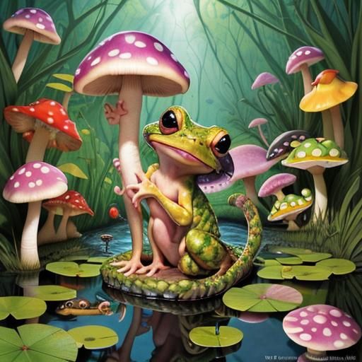 Surreal Kitten-Frog Hybrid in Pixar 3D Style