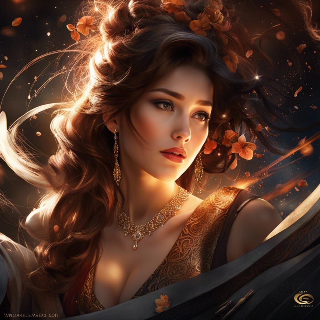 Manga Portrait with Spacecore Pointillism, Hyperdetailed Art