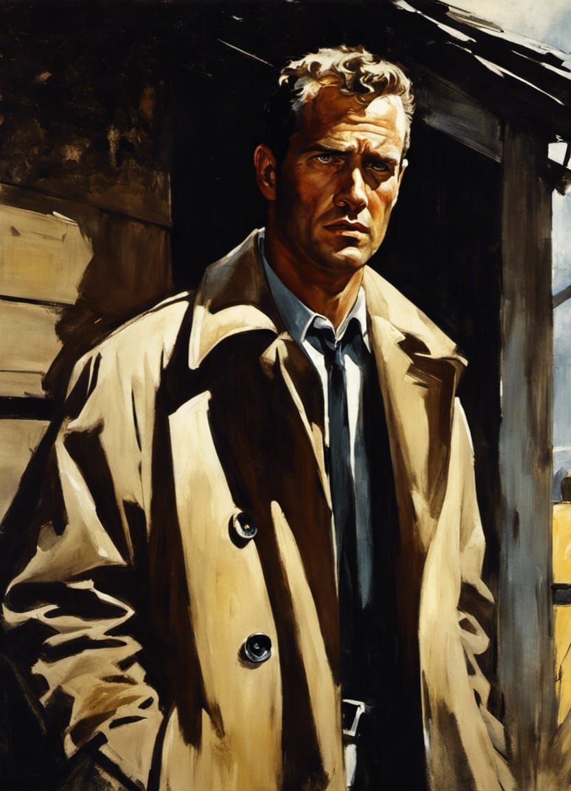 Private Eye in Orange Grove: Chiaroscuro Illustration